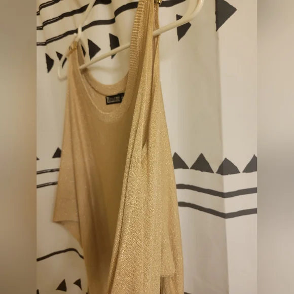 Gold Sparkling Colder Shoulder Sweater - Picture 2 of 4